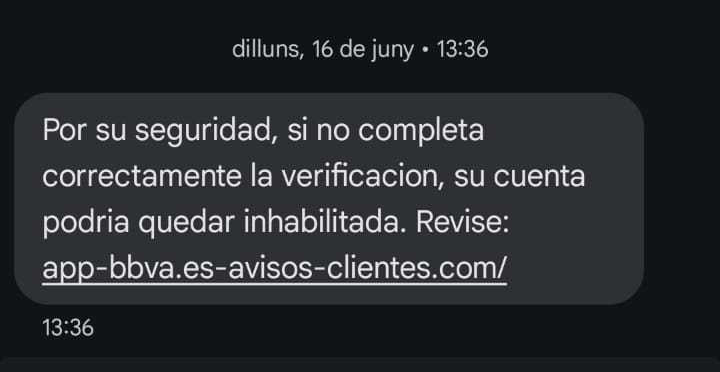 Ejemplo de smishing a entidad financiera - Ubilibet.com
